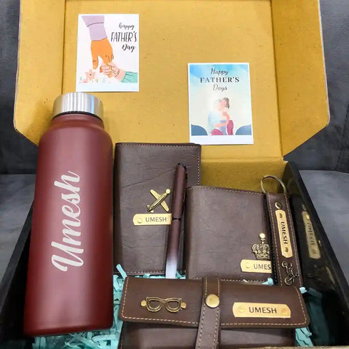 Personalized Men Wallet with Bottle Combo | Fathers Day